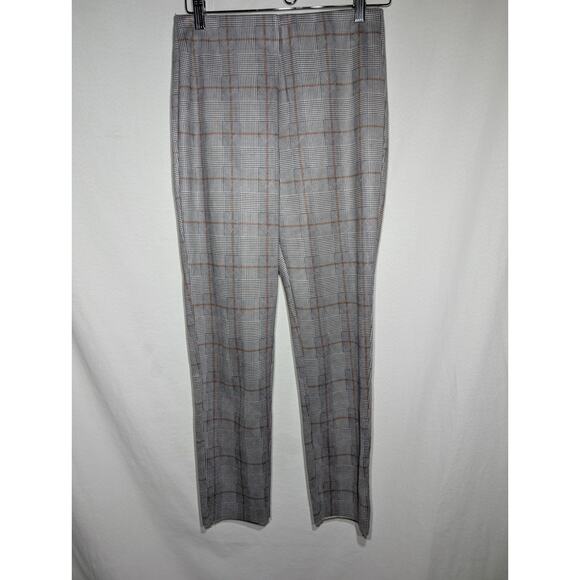 Zara Womens Plaid Stretch Mid RISE Pull On Pants Leggings Sz M Gray Faux Suede - Picture 1 of 5